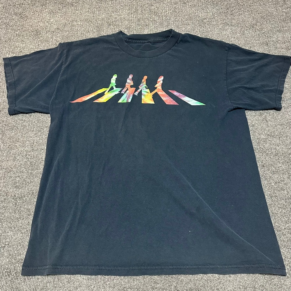 The‎ Beatles Abbey Road Tie Dye Silhouette Graphic T-Shirt Mens Black Large